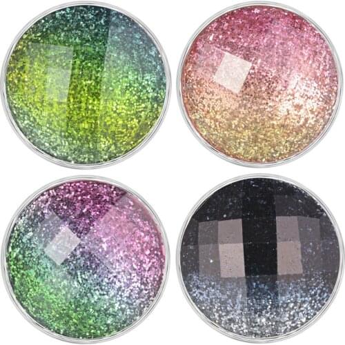 5 Colors Gradient Resin Ginger Snap button Charms With Copper Metal Base Fit 18mm Snap Jewelry Vn-1966