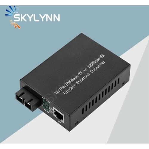 Fiber Media Converter 1000 Mbps Single Mode 1000Base-FX SC Connector to 1000Base-TX RJ45 UTP 20Km 1310nm Wavelength