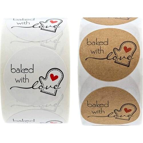 50 Roll Baked with Love Round Stickers 500 Labels per roll cute stickers for seal labels sticker scrapbooking school stationery