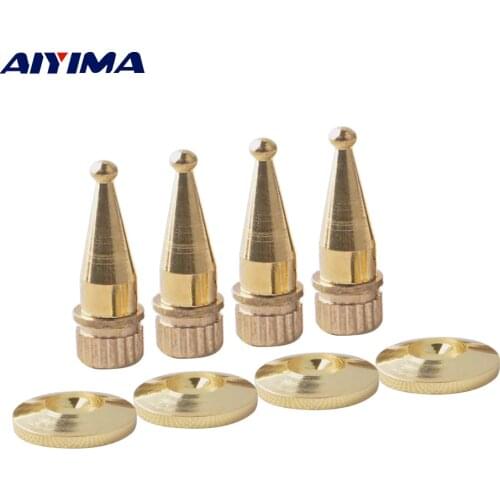 AIYIMA 4 Sets Audio Speaker Spikes M8x34 Pure Active Speakers Parts Copper Foot Nails + Foot Pads DIY For Home Theater