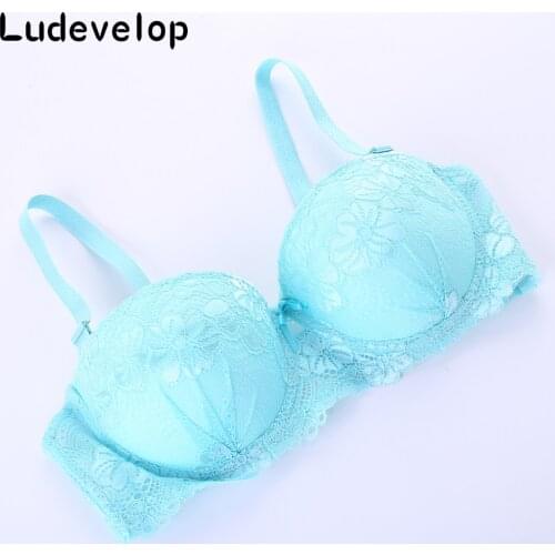 Hot New Sexy Ladies Big Size 1/2 Cup Lace Push Up Bra Women Black Bralette Deep V Bras Underwear Large Cup hot sale