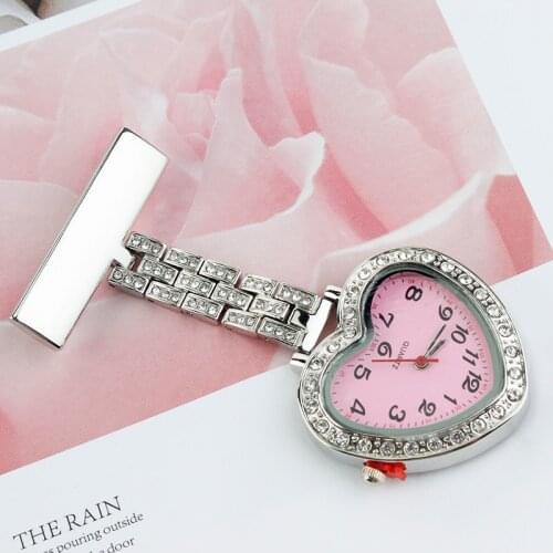 Peach Heart Nurse Watch Heart-shaped Pocket Doctor Quartz Watches Brooch Medical Clock Dropshipping