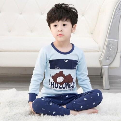 Kids Pajamas 2-11T Children Spring Animal Cotton Pyjamas Boys Cartoon Cute Nightwear Boys Sleepwear Sets Baby Soft Clothing