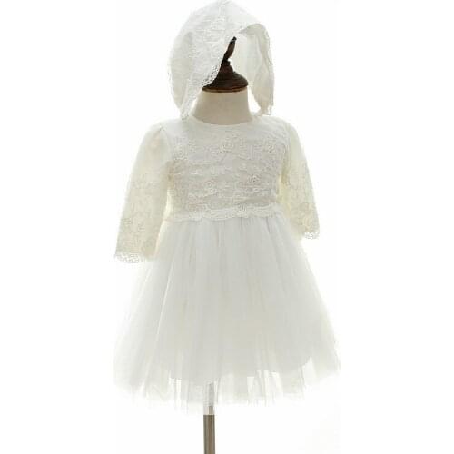 Long Sleeve Baby Baptism Dress for Girls 1 Year Second Birthday Baby Princess Autumn Winter Princess Dress Child Girl Wedding