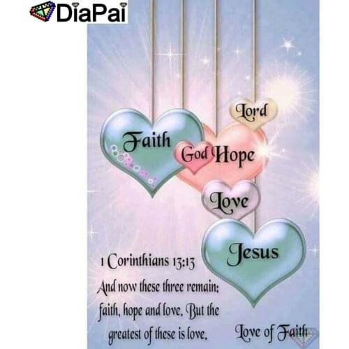 DIAPAI Diamond Painting 5D DIY 100% Full Square/Round Drill "Heart text view" Diamond Embroidery Cross Stitch 3D Decor A24887