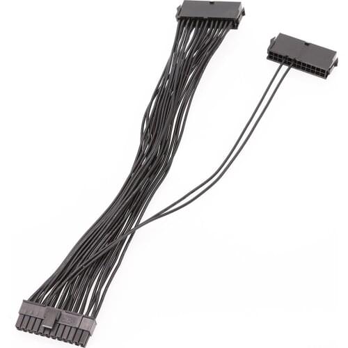 Dual PSU Power Supply 24-pin ATX Motherboard Mainboard Adapter Connector Cable