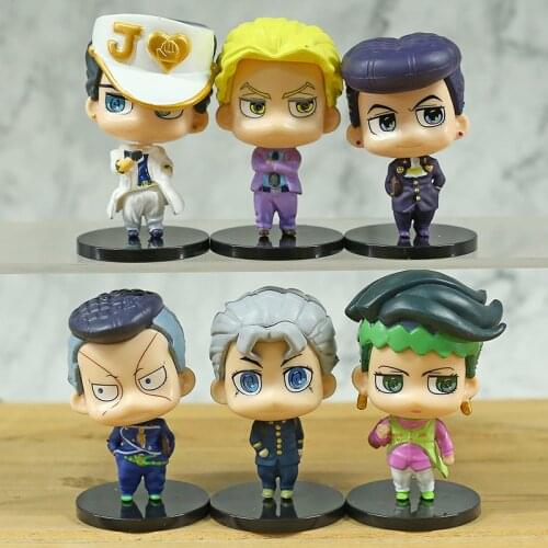 8cm Jojos Bizarre Adventure Figure Diamond Kujo Jotaro Higashikata Josuke Rohan Figures Japan PVC Anime Figurine 6pcs/set