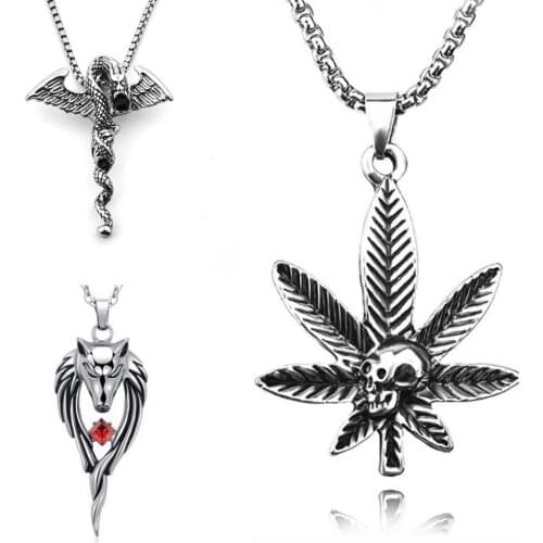 Gothic Punk Cross Skull Fashion Pendant Necklace For Women Goth Retro Stainless Steel Men Choker Skeleton Necklace New