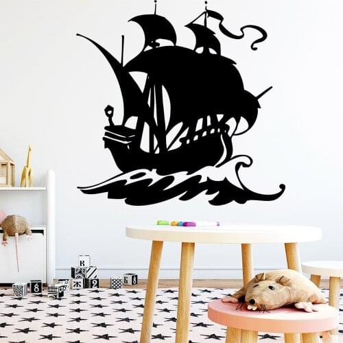 Exquisite Ship Wall Sticker Removable Self Adhesive Watercolo For Kids Rooms Diy Home Decoration Decoration Accessories Murals