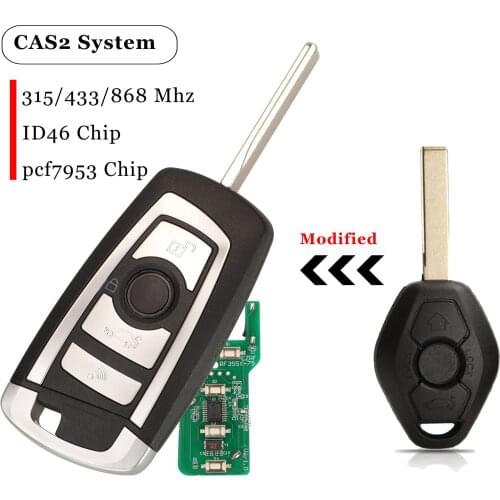 Jingyuqin 5pcs 4 Buttons CAS2 Modified Remote Key 315/433/868MHZ ID46-PCF7953 Chip For BMW 3 5 7 E38 E39 E46 M5 X3 X5 E65