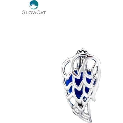 K483 5pcs/lot Silver 24mm Fairytale Angel Wing Copper Beads Cage Pendant Fairytale Party Essential Oil Diffuser