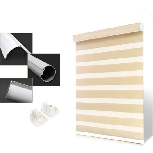 Classic Zebra Blinds Dual Roller Shades Window Curtain Light Filtering Two Layers Fabric Model Z1 Customize Size