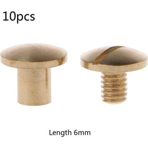 10 Pairs Brass Chicago Screws Posts Belt Button for Leather Bookbinding Crafts