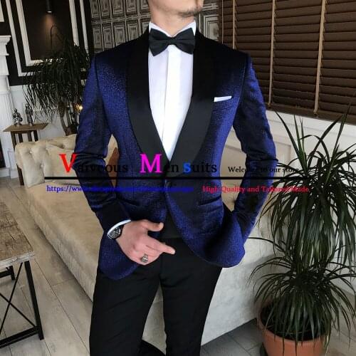 New Mens Suit Slim Fit Business 2 Piece Set Royal Velvet Jacket Pants Male Wedding Groom Tailored Made Suit Blazer Anzug Herren