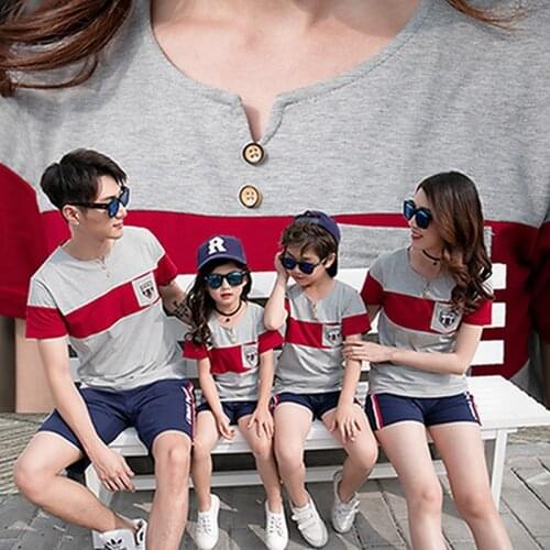 Matching Family Outfits Summer Family Look Mother/Father/Kids Sets Short T-shirts+Shorts Holiday Couple Lovers Outfits