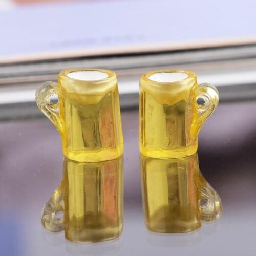 Wholesale 100pcs 15*14*10mm 3D Beer Cup Shape Resin Jewelry Charms Beads DIY Accessories Material Imitation Decor Craft