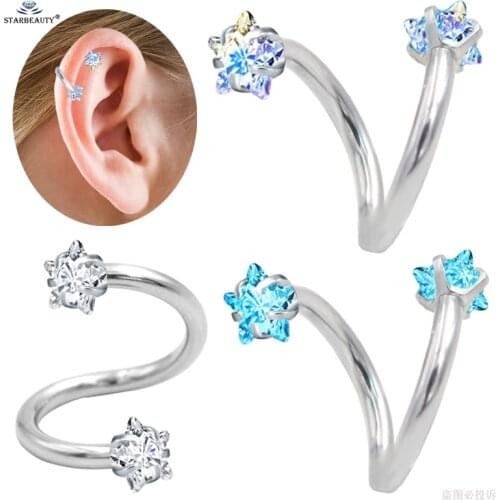 Starbeauty 1pc S Bijoux Star Tragus Piercing Helix Piercing Oreja Cartilage Earrings Stainless Steel Labret Ear Piercing Oreja