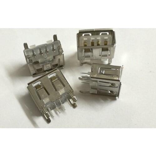 A Type Flat Angle Female USB PCB Connector Socket USB Jack Plug black SB 2.0 Female Type A 4 Pin PCB Connnector Socket Jack Plug