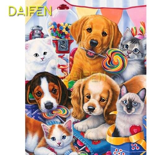 Full Round Diamond mosaic DIY 3D Diamond painting Full Square Diamond embroidery Cross stitch lovely dog cat Lollipop candy
