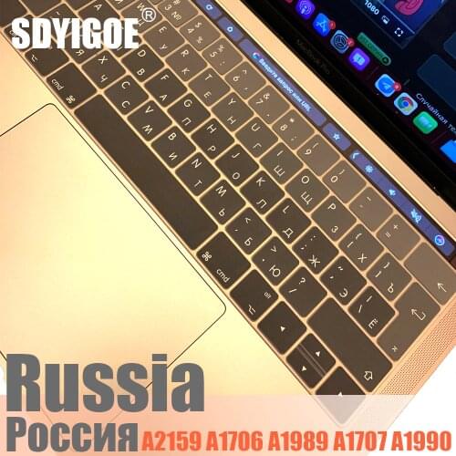 Russian Laptop keyboard cover For Macbook pro 13 15 touchbar keyboard protective film Color keyboard case A2159 A1707 A1989A1990