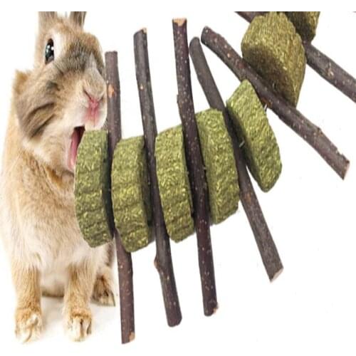 Bunny Molar Skewers Apple Branch 8 Grass Cakes Hamster Guinea Pig Snacks Natural Pasture Double-Baked Good Teeth Grinding Effect