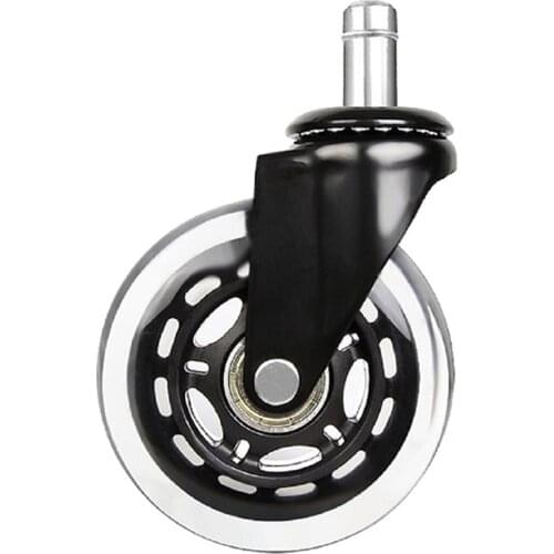 2.5Inch/3Inch PU Universal Wheel Circlip Caster Black Strong Load Bearing Transparent Wheel Office Chair Silent Wheel Sale