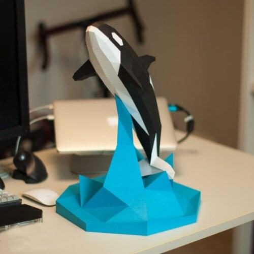 Killer Whale 3D Paper Model Animal Sculpture DIY Craft Handmade Papercraft Supplies for Desk Decoration Home Decor