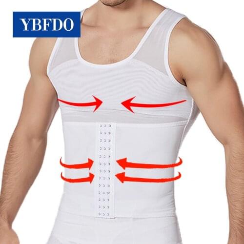 YBFDO Mens Shaping Mesh Chain Corset Vest Belly Stereotyped invisible and breathable Breasted Adjustment Abdomen Waist Cincher