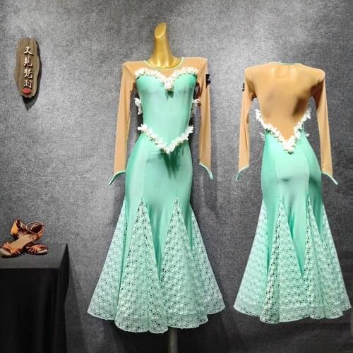 Lace Big Swing Standard Ballroom Dress Woman Ballroom Dresses Standard Waltz Dance Dress Elegant Modern Dance Dress