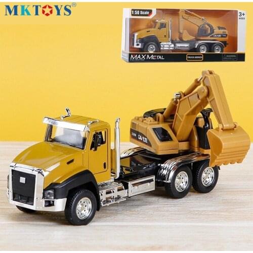 1:50 Alloy Pull Back Garbage Mixing Drump Truck Excavator Engineering Car Model Toys Boys and Girls Childrens Toy Gift