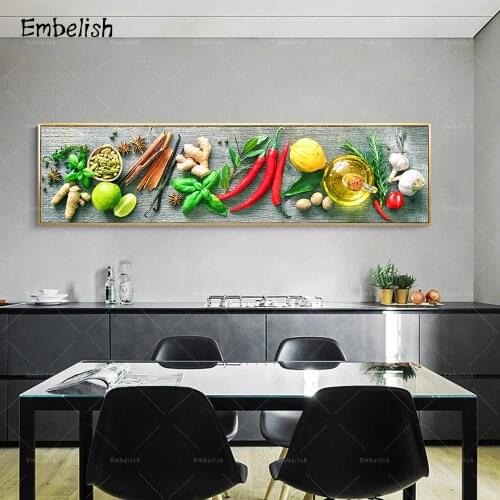 1 Pieces Peppers Vegetables Fruits Fashion Kitchen Decor Long Wall Posters Home HD Spray On Canvas Oil Painting Bedroom Pictures