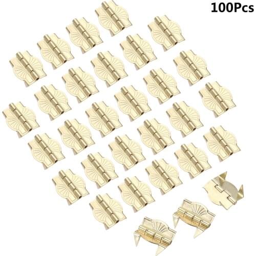100Pcs 22*19mm Metal Cabinet Door Luggage Hinges with 4 Legs Furniture Decorative Hinges Jewelry Wooden Box Wardrobe Door Hinges