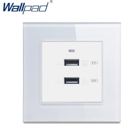 2 USB Charger Socket Express Fast Charge Wallpad Luxury Crystal Glass Panel Electric Wall Power Socket 5V 3000mA