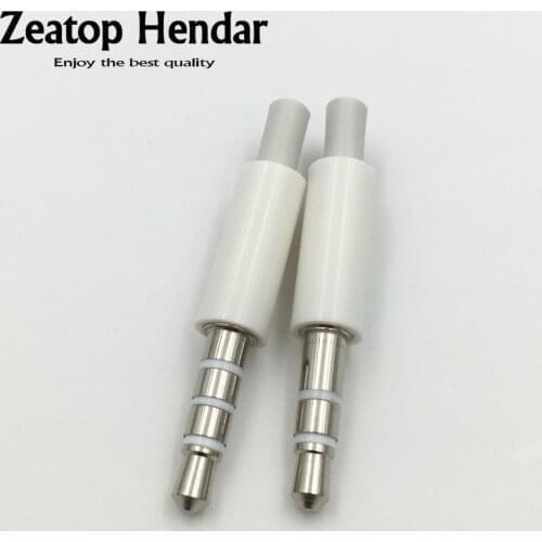 4Pcs Mini 3.5mm Stereo Male Headset Jack 3Pole 4 Pole 3.5 mm Audio Plug Adaptor Connector for Iphone White