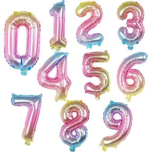 5pcs New 16inch digital aluminum balloon gradient color rose gold silver gold animal digital balloon Holiday supplies wholesale