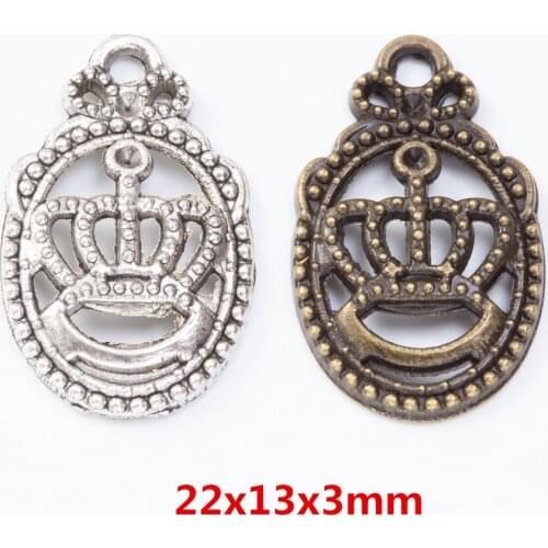 55 pieces of retro metal zinc alloy Crown pendant for DIY handmade jewelry necklace making 7350B