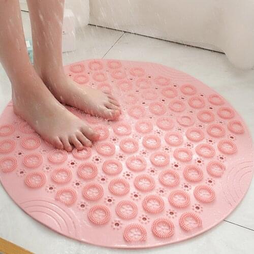 55CM Non-slip Mat Bathroom PVC Safety Shower Bathtubs Round Plastic Massage Mat Floor Drain Suction Colorful Bath Mats