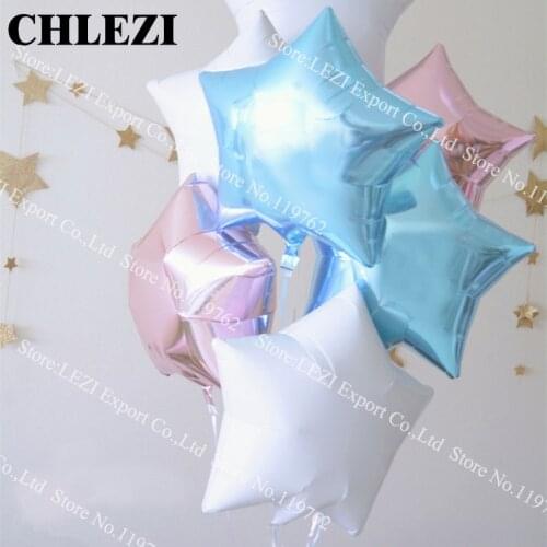 9 pc Baby Shower Globos 18 inch pink white Sky blue star helium foil Balloons Girls Birthday 1st Party Supplies Decor Pure color