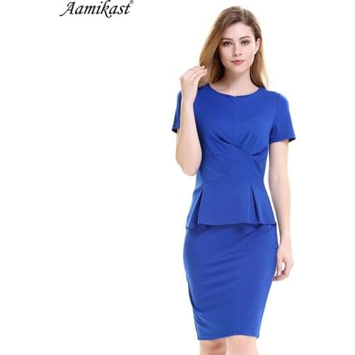 Aamikas Autumn 2018 Womens Elegant Peplum Vintage Casual Wear To Work Office Business Party Bodycon Pencil Sheath Dress