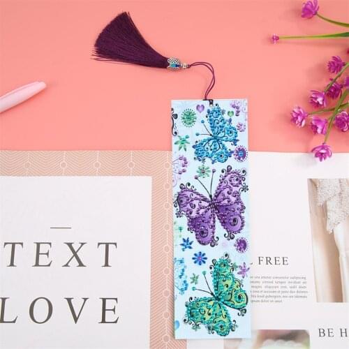 5D Diamond Painting Colorful butterfly Bookmark Diamond Embroidery Craft Tassel Book Marks for Books Christmas Gifts
