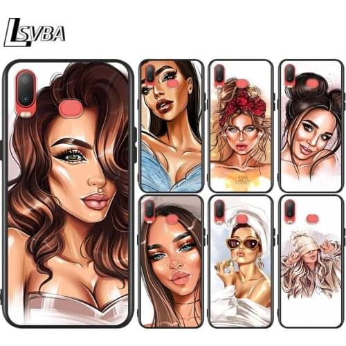 Fashion City Girl For Samsung Galaxy A750 A9 A8 A7 A6 A5 A3 Plus 2018 2017 2016 Bright Black Phone Case Capa