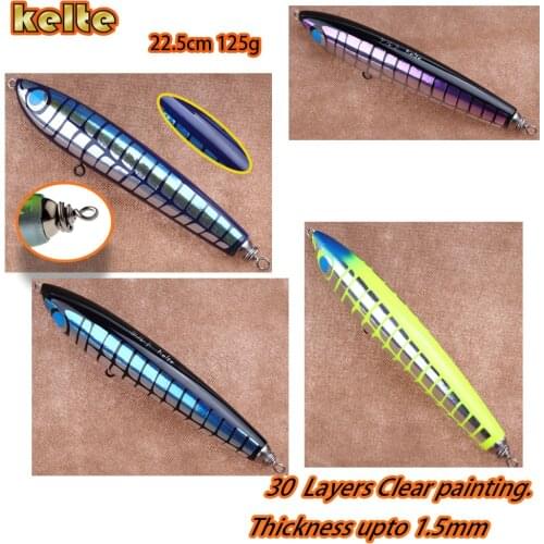 Wood lure/Pencil bait/Stick Bait/22.5cm 125g/Wood popper/Casting Lure/Carpenter Lure/JerkbaitMahi Mahi/Yellow Tail