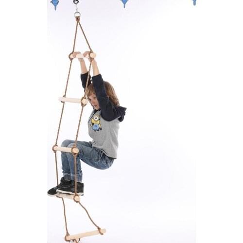 Wooden Rope Ladder Multi Rungs Safe Sports Rope Swing Swivel Rotary Connector Tools Children Activity Climbing Game Toys