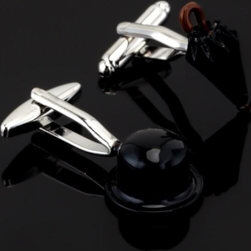 French fashion brand mens shirt cuff Cufflinks black umbrella hat design interesting magician Cufflinks wholesale and retail