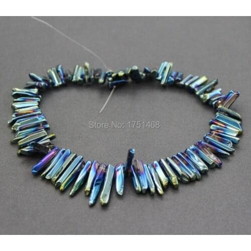 Graduated Blue Rainbow Shining Mystic Titanium Quartz Top Drilled Crystal Point Beads,Tusk rock Crystal Pendant