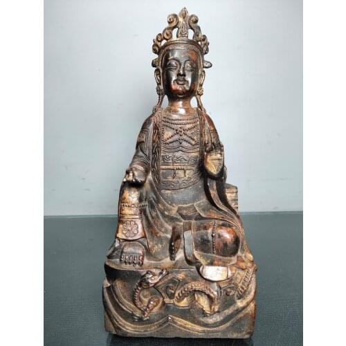 9"Tibet Temple Collection Old Bronze Cinnabar Lacquer Free Tara Buddha Guanyin Bodhisattva Enshrine the Buddha Ornaments