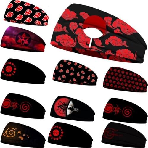 Creative Konoha Hair Bands Village/Red Cloud Headband Women Men Sport Sweat absorption Soft Elastic Turban Bandage Bandanas
