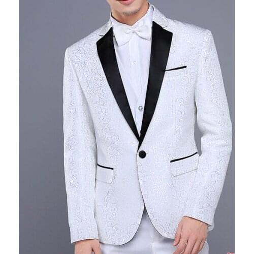 Free shipping mens royal blue/white/red jacquard pattern tuxedo jacket/stage performance jaceket/only jacket