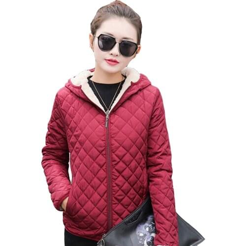 2020 Autumn Winter Short Jacket Women Cotton Coat Flocking Thick Warm Parkas Middle aged Female Plus size Hooded Cotton Jackets
