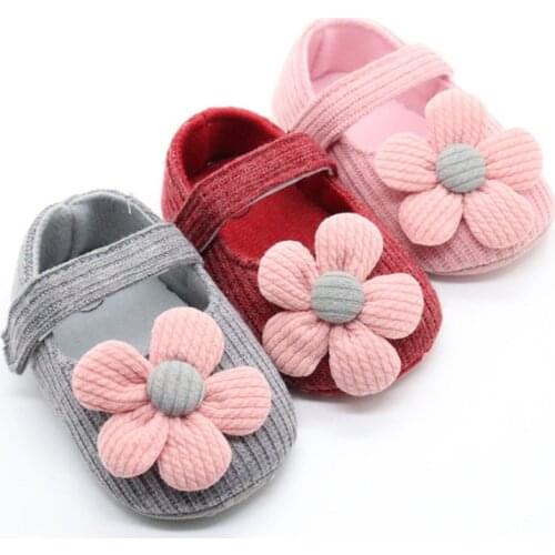 Cute Flower Baby Shoes Knitted Newborn Infant First Walkers Spring Autumn Soft Sole Non Slip Toddler Baby Girl Shoes